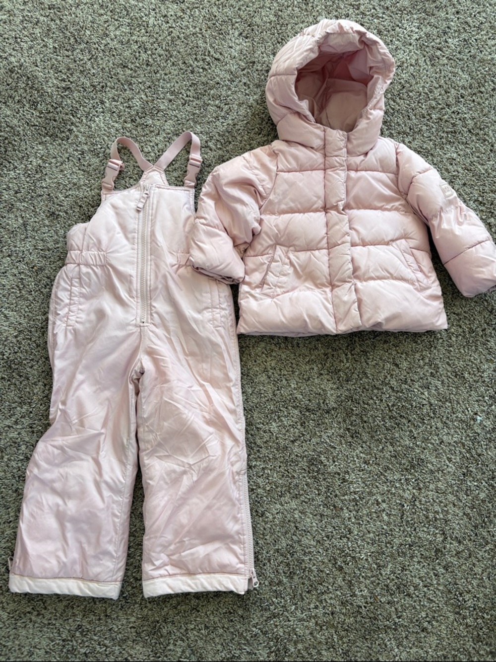 GAP Light Pink Puffer Jacket and Snow Bib Set